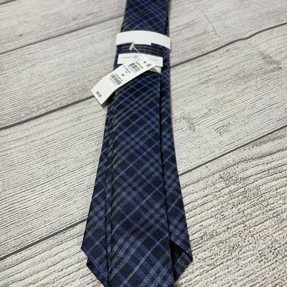 Men's Neck Tie Bar III Cooper Plaid Blue - Picture 2 of 4